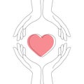 Hands and heart. Concept love, charity, romance. Vector illustration