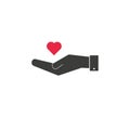 Hands of the heart icon, flat design best vector icon Royalty Free Stock Photo