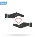 Hands of the heart icon, flat design best vector icon Royalty Free Stock Photo