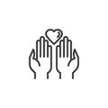 Hands with heart line icon Royalty Free Stock Photo