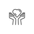 Hands with heart line icon Royalty Free Stock Photo