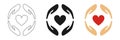 Hands with heart logo. Set of illustrations Royalty Free Stock Photo