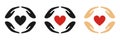 Hands with heart logo. Set of illustrations Royalty Free Stock Photo