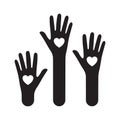 hands with heart no to racism icon