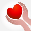 Heart and hand concept of helping and charity or sick people icon logo vector Royalty Free Stock Photo