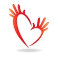 Hands heart shape icon concept of helping people logo vector Royalty Free Stock Photo