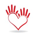 Hands heart shape icon concept of helping people logo vector Royalty Free Stock Photo