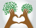 Hands heart shape with leaves , nature lovers , World Environment Day Royalty Free Stock Photo