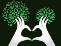 Hands heart shape with leaves , nature lovers , World Environment Day Royalty Free Stock Photo