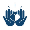 Hands with heart support awareness campaign silhouette icon
