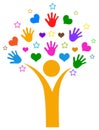 tree hearts and hands Royalty Free Stock Photo