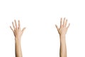 Hands held up against white background Royalty Free Stock Photo