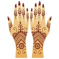 Hands Henna Mehendi Patterns Illustration Traditional Art Vector