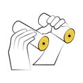 Hands hold binoculars with eyes icon vector illustration design isolated Royalty Free Stock Photo