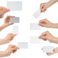 Hands hold business cards Royalty Free Stock Photo