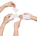 Hands hold business cards Royalty Free Stock Photo