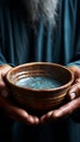 Hands hold empty bowl, portraying the harshness of hunger and economic hardship Royalty Free Stock Photo