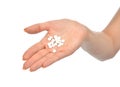 Hands hold medicine aspirin painkiller tablet pills