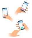 A hands hold a smartphones with online bill payment