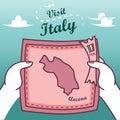 Hands holding ancona paper map. Vector illustration decorative design Royalty Free Stock Photo