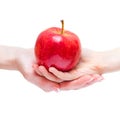 Hands holding an apple Royalty Free Stock Photo