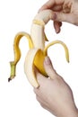 Hands Holding banana.