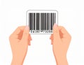 Hands Holding Barcode Card for Identification and Scanning Royalty Free Stock Photo