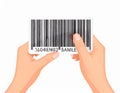 Hands Holding Barcode Label for Product Identification Royalty Free Stock Photo