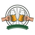 Hands holding beer cups