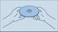 Hands holding a blank CD or DVD disc, digital data storage concept Royalty Free Stock Photo