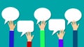 Hands holding blank speech bubbles.Concept of debate and opinion sharing Royalty Free Stock Photo