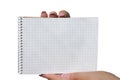 Hands holding blank spiral notebook Royalty Free Stock Photo