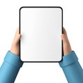 Hands holding a blank tablet template isolated on a white background Royalty Free Stock Photo