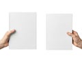 Hands holding blank white books side by side Royalty Free Stock Photo