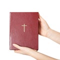 Hands holding the book bible Royalty Free Stock Photo
