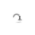 Hands holding branch icon with shadow