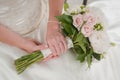 Hands holding bridal bouquet Royalty Free Stock Photo