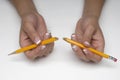Hands Holding Broken Pencil Royalty Free Stock Photo