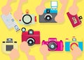 hands holding cameras. Vector illustration decorative design Royalty Free Stock Photo