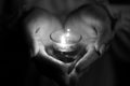 Hands holding candle Royalty Free Stock Photo