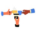 Hands Holding Coffee Cups In Flat Vector Illustration Symbolizing Social Interaction, Sharing, And Coffee Culture