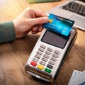 hands holding credit card and paying, AI generated Royalty Free Stock Photo