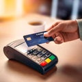 hands holding credit card and paying, AI generated Royalty Free Stock Photo