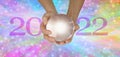 Fortune Teller`s Crystal Ball predictions for 2022 message banner Royalty Free Stock Photo