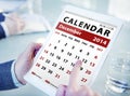 Hands Holding Digital Tablet Calendar Royalty Free Stock Photo