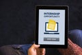 Hands holding tablet with internship concept on screen Royalty Free Stock Photo