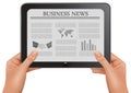 Hands holding digital tablet pc with business news Royalty Free Stock Photo