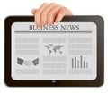 Hands holding digital tablet pc with business news Royalty Free Stock Photo