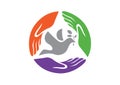 3 hands holding dove for peace icon Royalty Free Stock Photo