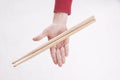 Hands holding drumsticks Royalty Free Stock Photo